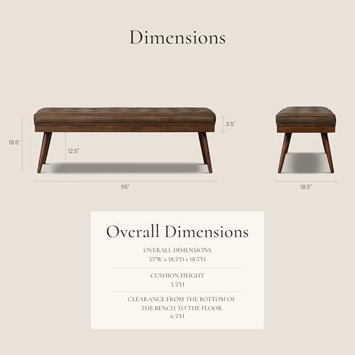 Poly & BARK 55" Tufted Leather Bed Bench - Image 2
