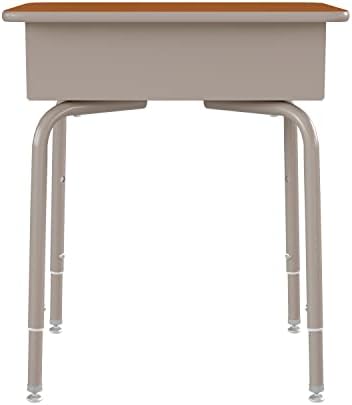 Flash Furniture Metal Student Desk, Walnut/Silver - Image 5