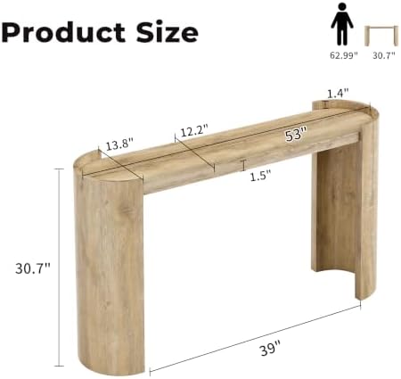 53" Wood Console Table for Entryway, Faux Knife-Cut Oak - Image 2