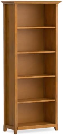 SIMPLIHOME Amherst 70" Tall Solid Wood 5-Shelf Bookcase in Brown by SimpliHome