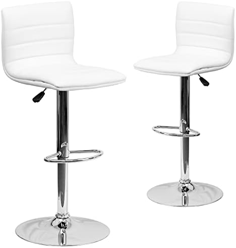 Flash Furniture Vincent 2 Pack Modern White Vinyl Adjustable Bar Stool by FlashFurniture