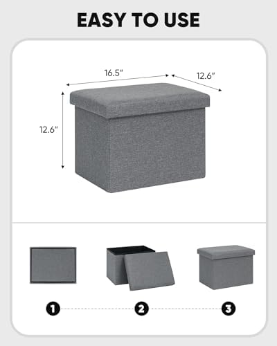 B FSOBEIIALEO Folding Storage Ottoman, 16.5" Linen Ottomans - Image 3