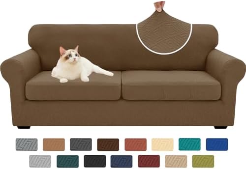 XINEAGE 3-Piece Stretch Sofa Cover, Washable Couch Covers by XINEAGE