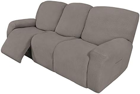 Easy-Going 8 Pieces Recliner Couch Stretch Sofa Slipcover Taupe by Easy-Going