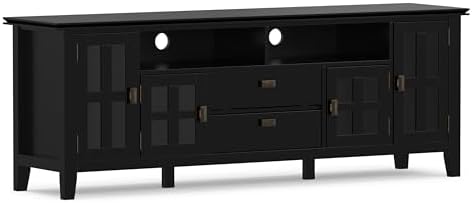 SIMPLIHOME Artisan 72" Wide Solid Wood TV Stand in Black by SimpliHome