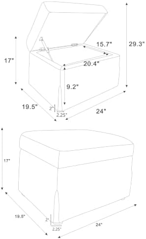 Coaster Winter Living Room Upholstered Storage Ottoman - Image 3