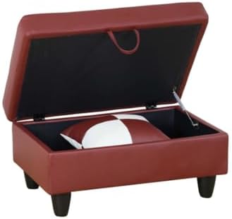 Red L-Shaped 3-Piece Faux Leather Sofa - Image 6