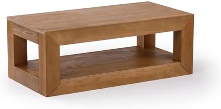 Plank+Beam Modern Coffee Table, Rectangular, 40 Inch, Pecan Wirebrush - Image 4