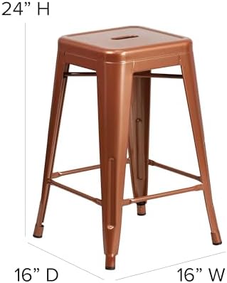 Flash Furniture Kai Commercial Grade 4 Pack 24" High Backless Copper - Image 3