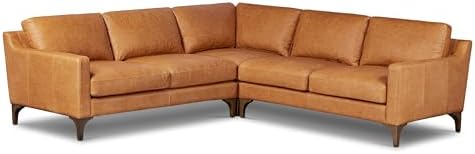 Poly & BARK Sorrento Corner Leather Sectional Sofa Cognac Tan– Full-Grain by Unknown