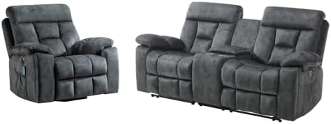 EBELLO 2 Piece Reclining Living Room Set, Soft Fabric Recliner Sofa Set - Image 7