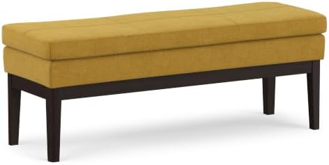 SIMPLIHOME Carlson 45" Wide Vegan Leather Rectangle Ottoman in Marigold by SimpliHome