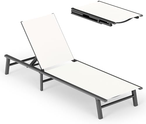 Ciokea Foldable Outdoor Lounge Chair, No Assembly Patio Chaise Lounge Outdoor by CIOKEA