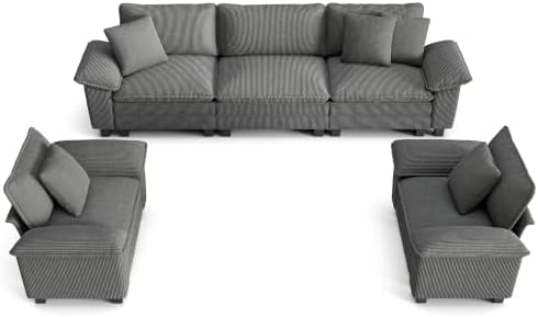 PHI VILLA 3-Piece Modular Sofa Set, 3-Seat Sectional Couch and 2 Armchairs by PHIVILLA
