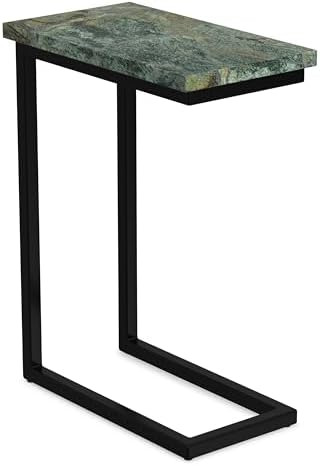 SIMPLIHOME Skyler 18" Wide C-Side Table in Black/Green Marble by SimpliHome