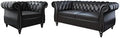2 Piece Living Room Set, Chesterfield Leather Sofa Couch Chair by ORRD