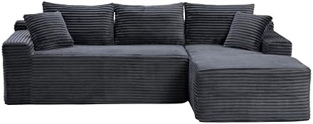 95" L-Shaped Cloud Sectional Couch, Right Facing Modular Compressed Boneless - Image 4