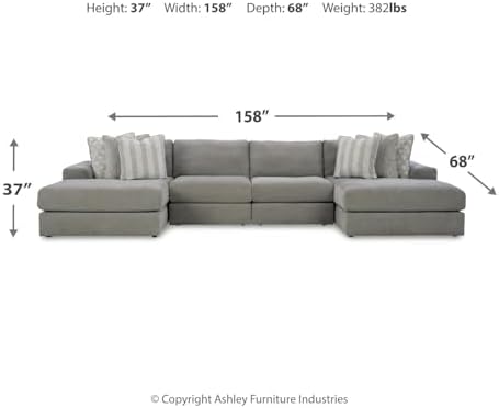 Signature Design by Ashley Modular Double Chaise Sectional, Ash Gray - Image 4
