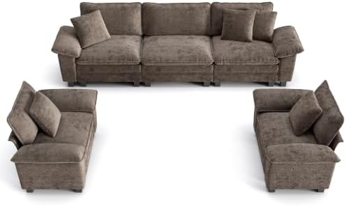 PHI VILLA 3-Piece Modular Sofa Set, 3-Seat Sectional Couch and 2 Armchairs by PHIVILLA