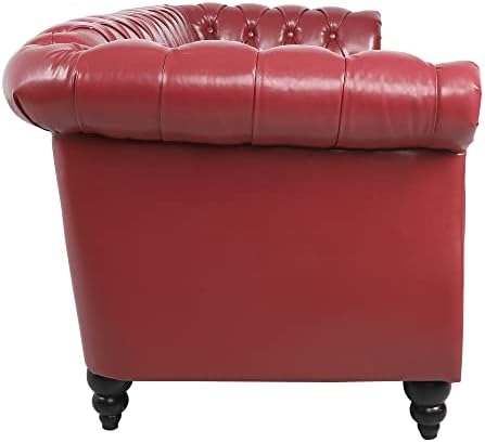 LEVNARY Chesterfield Sofa, Classic Tufted Upholstered Leather Couch, Modern 3 - Image 5