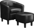 Yaheetech Accent Chairs with Ottoman, Faux Leather Barrel Chairs by Yaheetech