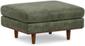 SIMPLIHOME Morrison 33" Wide Genuine Leather Ottoman in Moss Green by SimpliHome