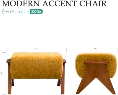 Linen Padded footstools Mid Century Modern Ottoman - Image 2