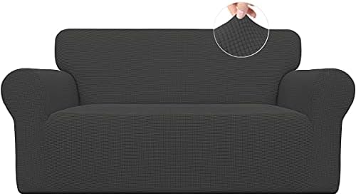 Easy-Going Stretch Loveseat Couch Covers Washable Dark Gray by Easy-Going