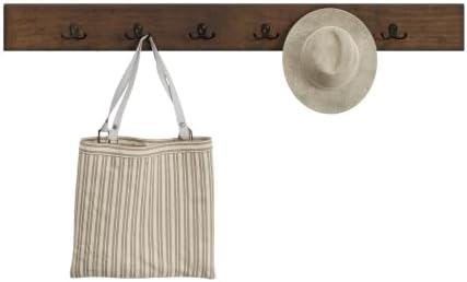 Pomona Solid Wood Entryway Wall Mount Coat Hook, Rustic Brown, 48 Inch by AlaterreFurniture