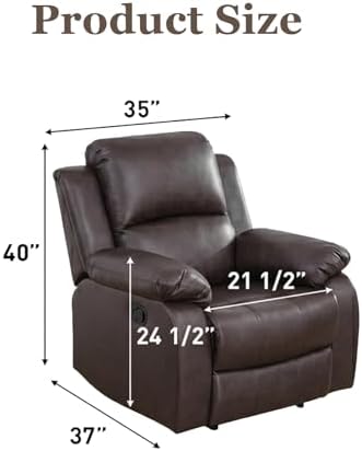 Leather Recliner Chair, a Manual Recliner 1 Seat, Living Room Reclining Sofa - Image 7