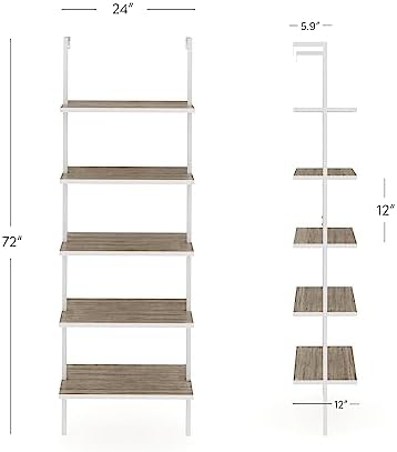 Nathan James Theo 5-Shelf Modern Bookcase, Open Wall Mount Ladder Bookshelf - Image 2