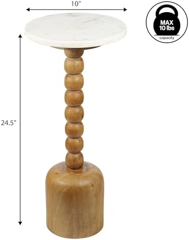 JONATHAN Y Turner 24.5" Round Marble Mango Wood Drink Table - Image 3