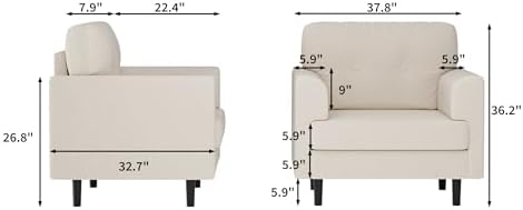 Garvee 38" Wide Armrest Accent Chair, Linen Upholstered Reading & Lounge Chair - Image 2