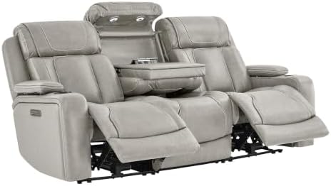 Watson & Whitely Power Reclining Sofa 3-Seat Middle Flip Back, Light Grey by WatsonWhitely