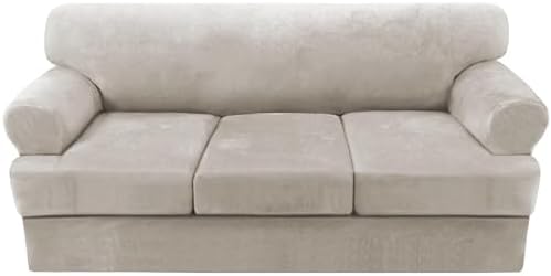 H.VERSAILTEX Sofa Cover 4 Piece T Cushion Sofa Slipcovers Thick Velvet Couch by HVERSAILTEX