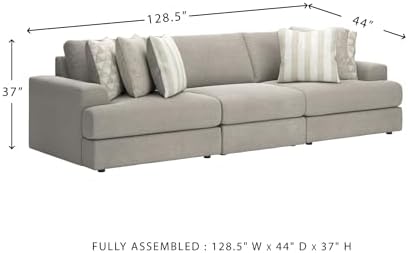 Signature Design by Ashley 3-Piece Modular Sectional Sofa Couch, Ash Gray - Image 7