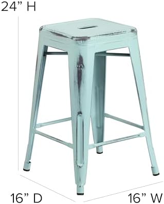 Flash Furniture Kai Commercial Grade 4 Pack 24" High Backless Distressed - Image 3