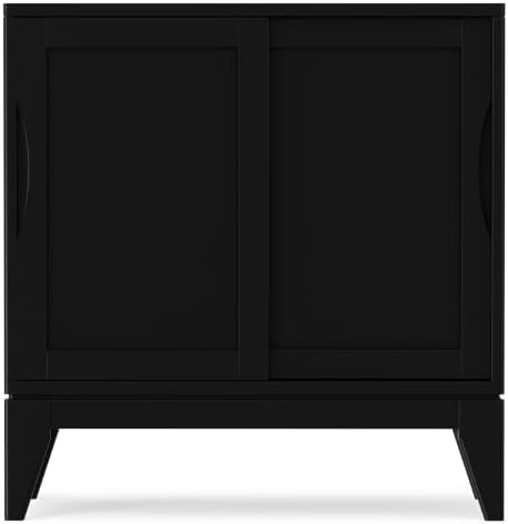 SIMPLIHOME Harper 30" Wide Solid Wood Storage Cabinet in Black - Image 7