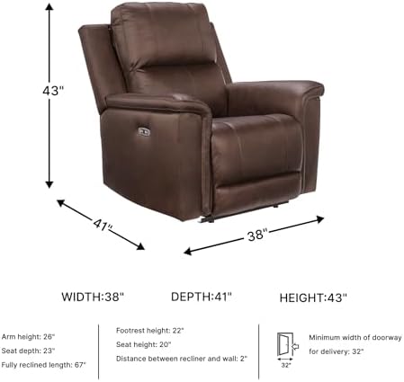 Signature Design by Ashley 1-Piece Leather Power Recliner, Zero Gravity - Image 3
