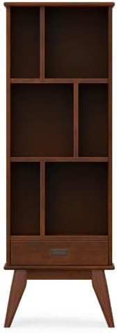 SIMPLIHOME Draper 64" Tall Solid Wood 5-Shelf Bookcase in Auburn Brown - Image 6