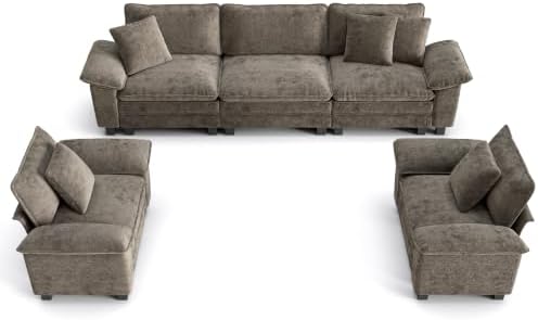 PHI VILLA 3-Piece Modular Sofa Set, 3-Seat Sectional Couch and 2 Armchairs by PHIVILLA