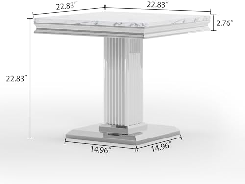 Henf 23in Square End Table Faux Marble End Table - Image 2