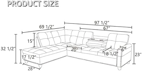 L-Shaped Sectional Sofa, Modern 4-Seat Couch - Image 2