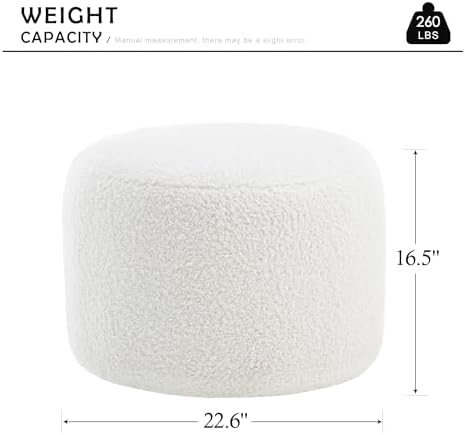 Upholstered Round Pouf Ottoman, Modern Footstool - Image 2
