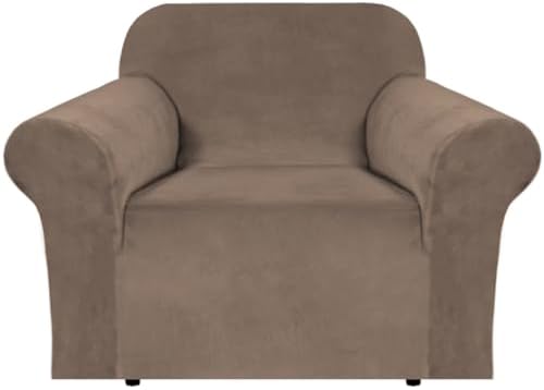 H.VERSAILTEX Stretch Velvet Armchair Cover Couch Covers 1 Cushion Chair by HVERSAILTEX