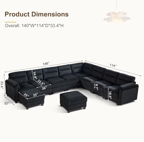 HAOMARKETS 115" Wide Modular Sectional Sofa Couch, Oversized Corduroy l Shaped - Image 2