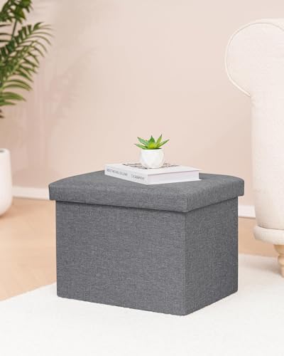 B FSOBEIIALEO Folding Storage Ottoman, 16.5" Linen Ottomans - Image 6