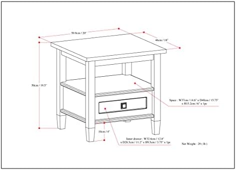 SIMPLIHOME Warm Shaker 20" Wide Solid Wood End Table in Farmhouse Grey - Image 2