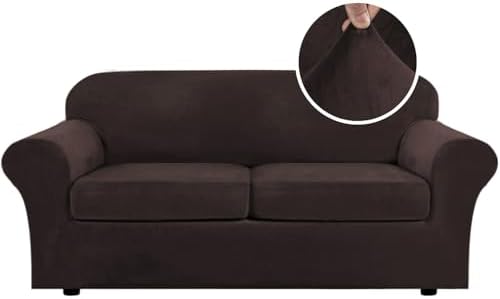 H.VERSAILTEX Real Velvet Plush 3 Piece Stretch Sofa Covers Couch Covers by HVERSAILTEX