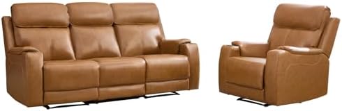 CANMOV Genuine Leather Power Recliner Sofa Set, Living Room Furniture Sets - Image 3